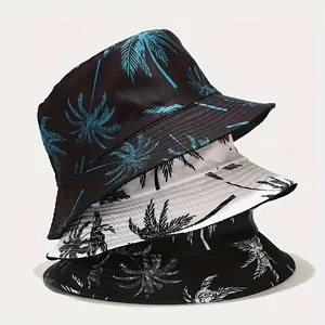 1pc Unisex Coconut Tree Print Bucket Hat - Bohemian Tropical Vacation Style, Breathable & Durable for Outdoor Beach, Casual Wear, Men & Women, Lightweight Headgear, Summer Accessory, Boho Chic, fortable Fit, Boho Fashion