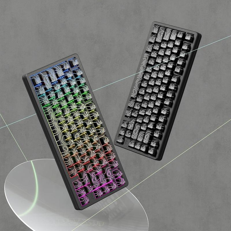 Womier PBT Keycaps,Topographic Shine Through Cherry Profile Keycap for All US Layout Mechanical Keyboard