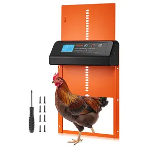 fathersdaygift VEVOR Automatic Chicken Coop Door, Battery Powered Chicken Coop Door with Timer Manual Setting, Anti-Pinch Security, Durable Aluminum Alloy, Chick Run Gate Opener with Waterproof Sealing, Orange