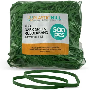 Dark Green Rubber Bands Size 33 (3 1/2" x 1/8") - #33 Colored Rubber Bands Office Supplies - Strong, Elastic Bands for Crafts, Balloon Garland, Cash, File Folders (500-Pack)