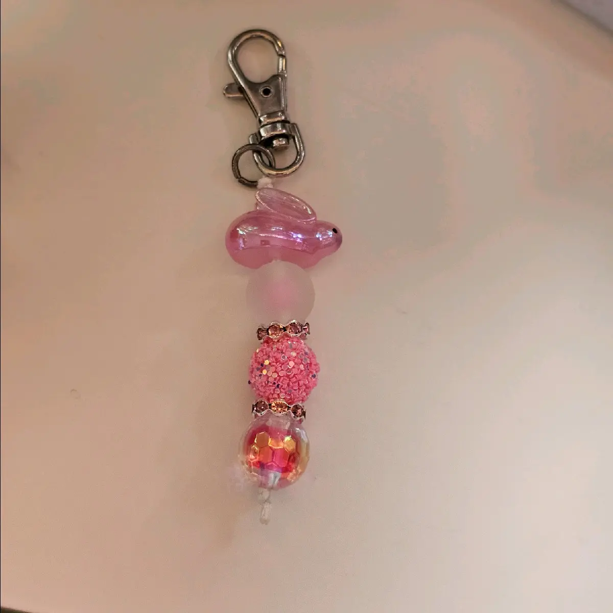 Customized bunny or duck keychain or zipper pull.