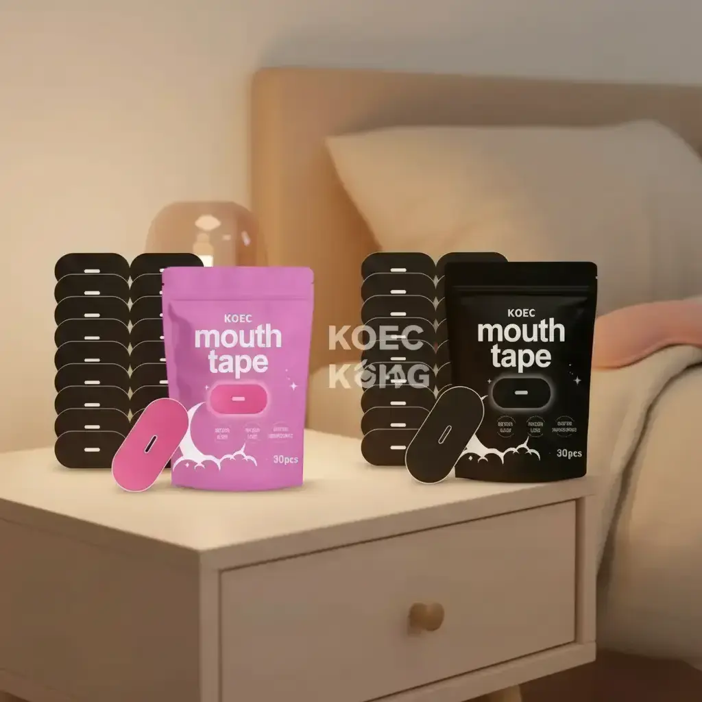 KOEC Sleep Mouth Tape Bundle, Pink and Black Breathable Fabric Strips, Comfortable Body Care for Men and Women, Snore Mouth Tape, Snoring Solution, Breathable Mouth Tapes, 36-Month Shelf Life, Sleep Tape Mouth Breathing, Anti Snore
