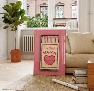 Vintage Matchbox POSTER UNFRAMED  UNFRAMED , Trendy Matches Wall Art, Perfect Match POSTER UNFRAMED  UNFRAMED , Aesthetic POSTER UNFRAMED  UNFRAMED  for Apartment