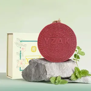 YZAK Damascus Rose Essential Oil Soap Gift Box, Natural Olive Oil and Laurel Handmade Soap for Cleansing and Skin Care