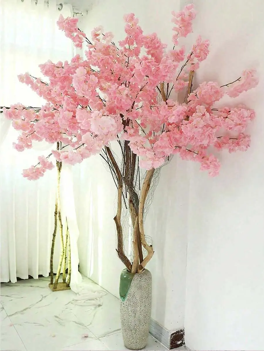 Artificial Cherry Blossom Flower Branch, Faux Silk Floral Stem for Wedding, Vase, Home & Event Decor