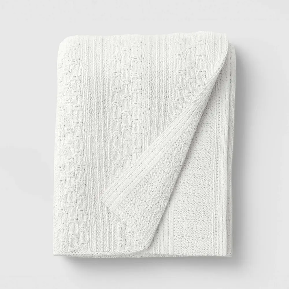 Dimensional Knit Throw Off White - Threshold