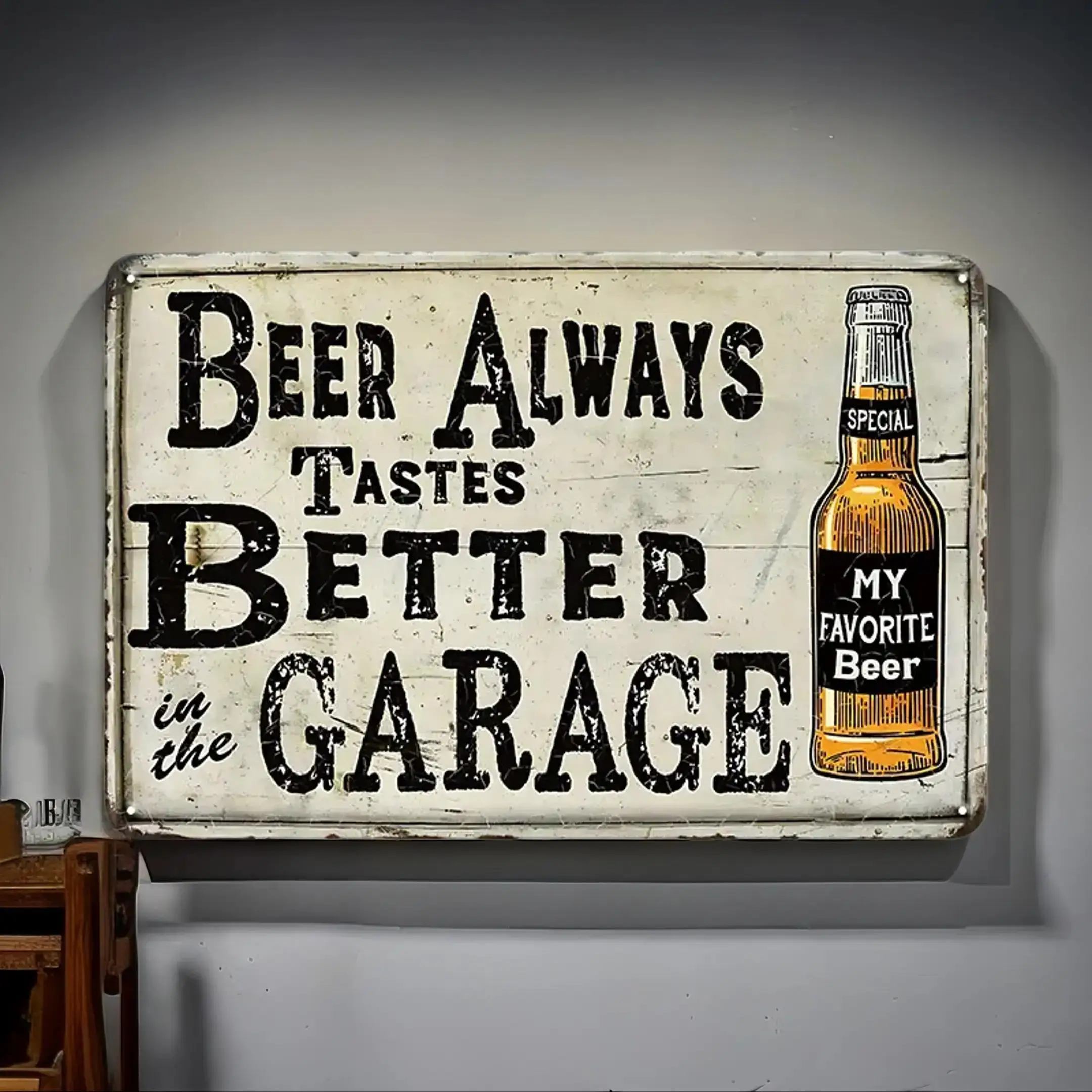 Retro Metal Tin Sign, 1 Set Beer Letter Pattern Wall Decor Plaque, Vintage Garage Wall Decor for Restaurant, Cafe, Bar, Club, Home Living Room, Wall A