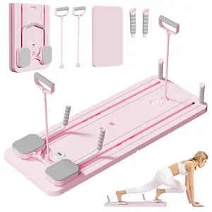 VigorBrawn Foldable Abdominal Trainer, 6-in-1 Pilates-Style Core Workout Equipment with Silicone Base for Home Gym, Includes Resistance Bands & Knee Mat Reformer with Timer Portable