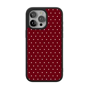 Casely iPhone 15 Pro Case | On the Dot | Maroon Polka Dot | Align Soft-Touch Flexible Bumper Case | Compatible with MagSafe