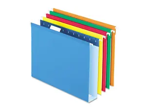 Pendaflex 4152X2ASST 2" Capacity Reinforced Hanging File Folders- Kraft- Letter- Assorted- 25/Box