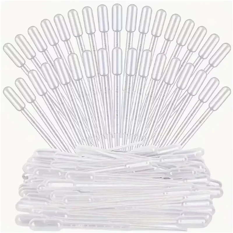 100pc Plastic Graduated Pipettes for Essential Oils, Laboratory Chemical Droppers, Precise Dropper, Makeup Tool for Science and Experiments