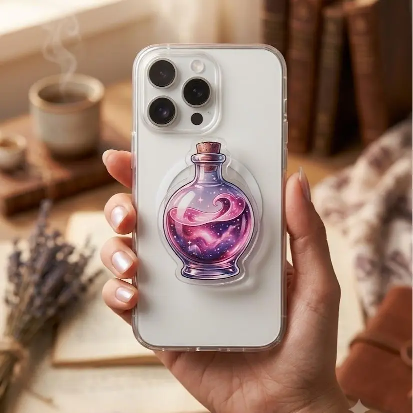 Galaxy Potion Bottle MagSafe Phone Grip - Cosmic Magic Magnetic Phone Holder & Kickstand - Witchy Celestial Accessory