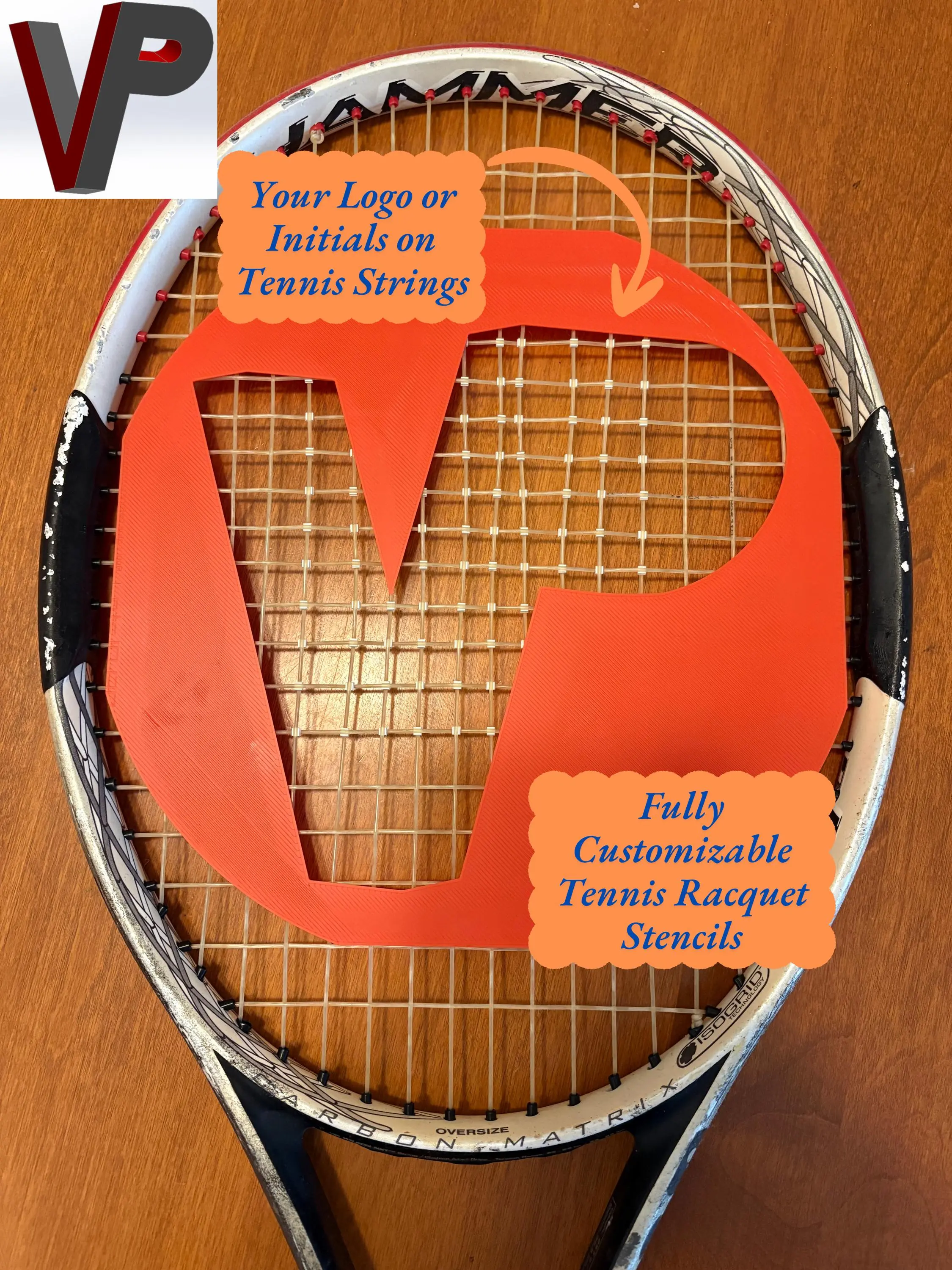 Tennis Racquet Stencil - Customizable | Custom Tennis String Stencil | Personalized Racket Logo