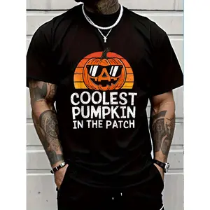 100% Cotton Coolest Pumpkin In The Patch Halloween Outfit Teens Boys Kid T-Shirt Unisex Premium Soft Comfort Crew Tee Undershirts Plus Size Oversized T-Shirt