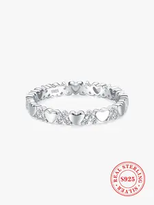 S925 Sterling Silver Heart Design Ring, Fashion Accessories for Women & Girls, Trendy All-match & Exquisite Jewelry for Birthday Gift
