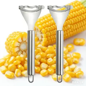 2 Counts Corn Peeler, Stainless Steel Corn Stripper Tool for Efficient Corn Kernel Removal