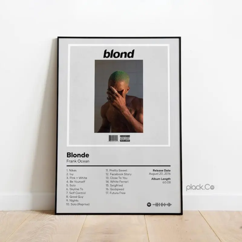 Frank Ocean Blonde Album Canvas Poster - Waterproof, Frameless Minimalist Music Tracklist Aesthetic Wall Art, Home Decor Gift for Bedroom & Dorm