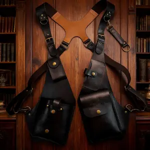 Unisex genuine leather crossbody phone bag - retro style - underarm bag with genuine leather shoulder strap, multiple colors available, open top for easy access - suitable for everyday use or as a gift, compatible with smartphones.