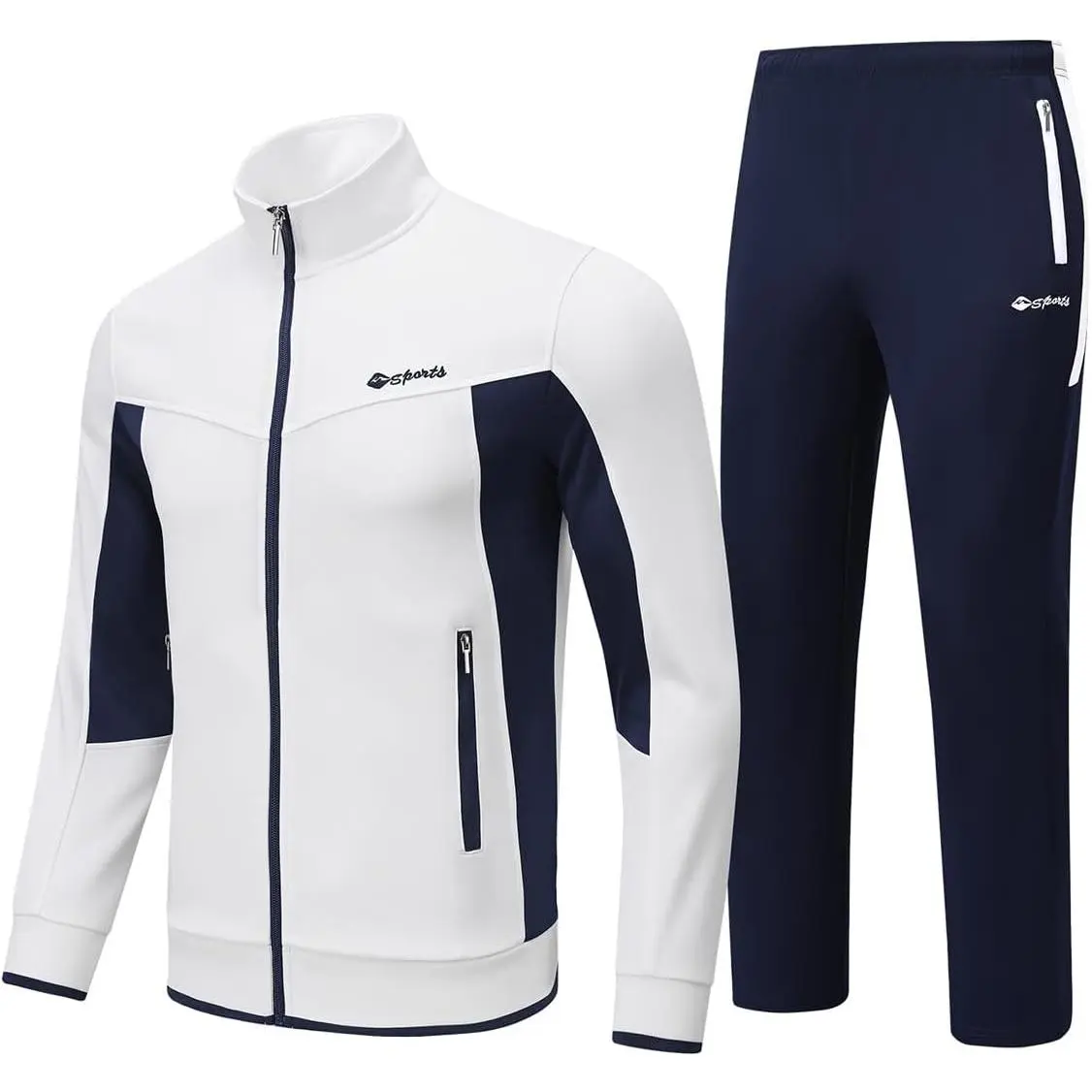 BASUDAM Men's 2-Piece Full-Zip Tracksuits, Matching Workout Set with Gym Clothes Sweatpants, Breathable Fabric Athletic Look Cool All Day Casual Activewear, Athleisure Sportswear Set