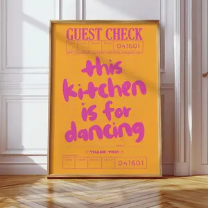 The Kitchen is For Dancing Wall Art, Funky Dopamine Wall Decor, Retro Trendy Affirmation Poster, Maximalist Room Dorm Decor_
