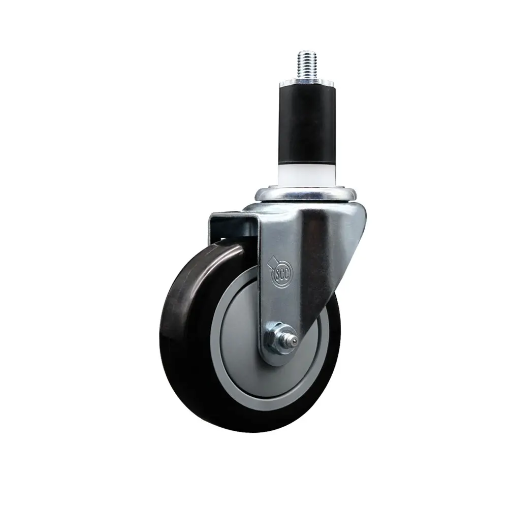 Service Caster Brand Replacement Caster for Ser-Ware Caster 4B-0050 - Swivel Expanding Stem Caster with 4 Inch Black Polyurethane Wheel and 1-1/2 Inch Stem - Light Duty Replacement Caster