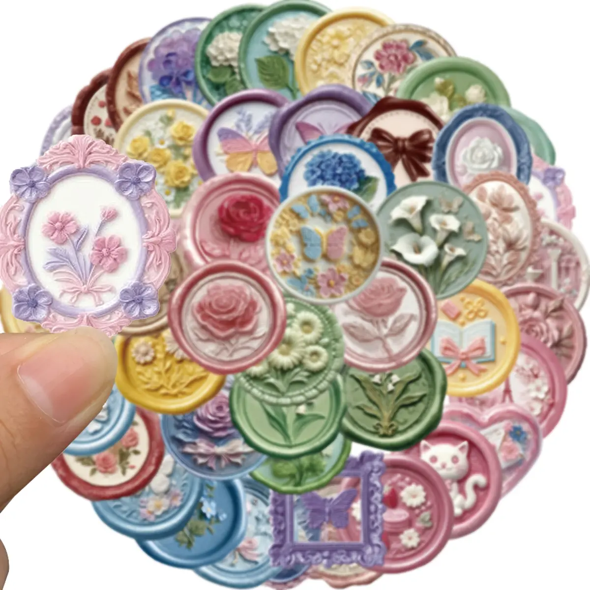Vintage Stamp Stickers for Scrapbook, 100 Pcs Deco Paper Stickers, Botanical Fairy Sticker for Bullet Journal, DIY Crafts, Collage Album