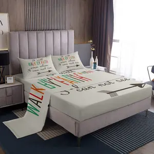 Feelyou Bible Verses Christian Quotes Bedding Set - Girls Arrow Print, Tribal Cultural Design, Deep Pocket Fitted Sheet, Breathable Durable Microfiber Decorative Soft Sheets, Breathable Durable Sheets, Decorative Bedsheet Sets