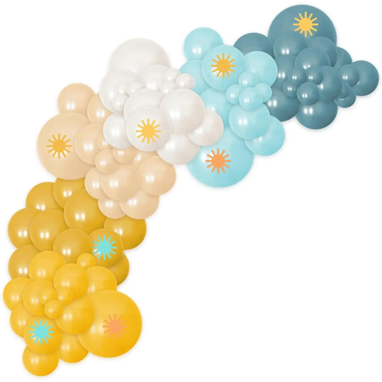 113Pcs Retro Boho Sun Balloon Garland Arch Kit Beach Vibe Yellow Blue Blush Balloons Here Comes The Son Baby Shower Balloon Backdrop First Trip Around The Sun Birthday Party Supplies