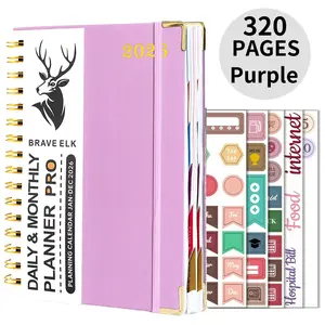 Budget Planner & Monthly Bill Organizer with Pocket, Spiral Bound Planner, Expense Tracker, Budget Diary, A5 Gold Foil Notebook, Soft Leather Cover, Daily Layout