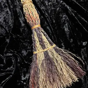 Handcrafted Multi-Color Braided Whisk Broom with Unique Design and Colorful Bristles