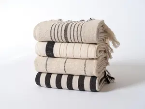 Turkish Towel Set, Linen Cotton Hand Towel, Boho Fouta Sarong, Striped Kitchen Towel, Lightweight Hand Towel