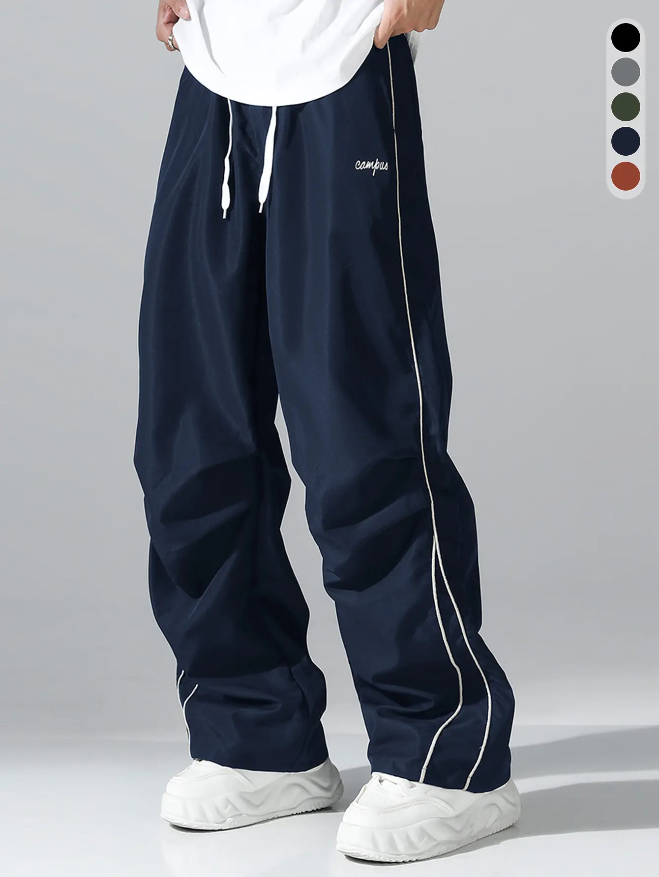 Men's striped casual straight-leg pants, comfortable woven athletic pants, suitable for everyday wear, dates, sports, outdoor activities, street style, and can be worn year-round  Menswear Relaxed Fit Stylish track  vibes solid drawstring waist sweatpant