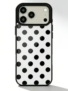 Valentine gift White & Black Polka Dot Phone Case for iPhone 11–17 Pro Max & Air |   Cute Minimalist Protection Cover |   Shockproof Durable Case cute  phone  cases