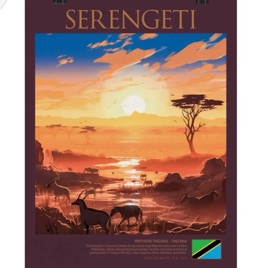 Serengeti (Africa) Poster - Classic Travel Wall Decor