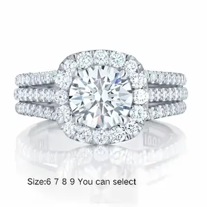 Zirconia Engagement Ring Halo Promise Ring CZ Women's Wedding Engagement Bridal Ring Vintage Promise Rings