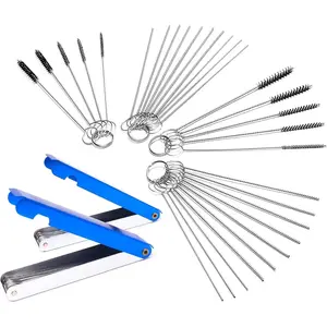 Set of 4 Carburetor Carbon Dirt Jet Remove Cleaner 26 Cleaning Wires Set + 20 Cleaning Needles + 10 Nylon Brushes Tool Kit for Motorcycle ATV Moped Welder Carb Chainsaw Spray Guns Torch Tips