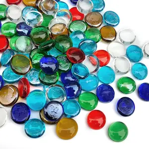 5 lbs Flat Glass Marbles for Vase, 500 Pcs Mixed Color Mancala Beads Rocks, Decorative Glass Pebbles for Vase Aquarium Plants Mosaic Crafts Centerpieces and Fire Pit Decor