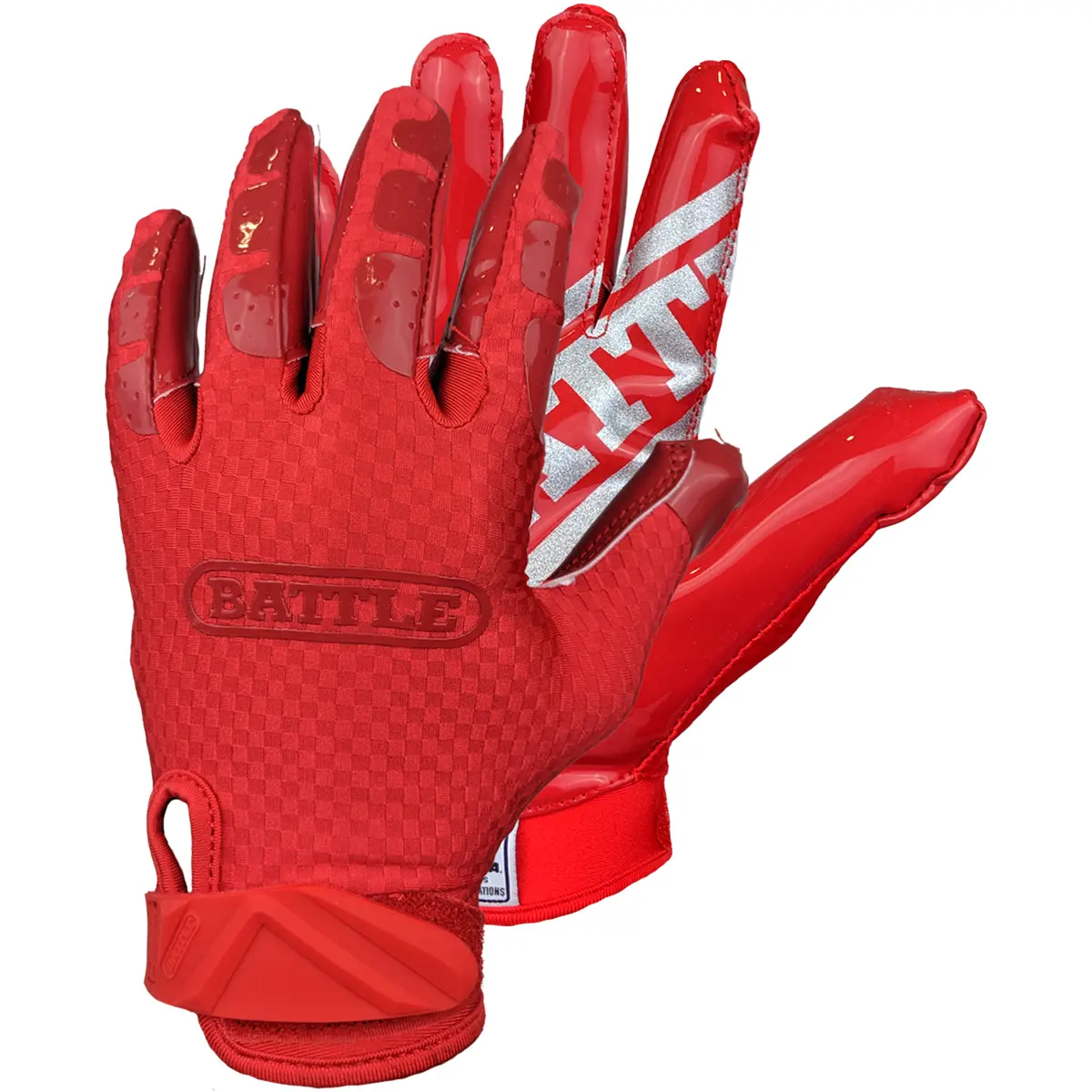 Battle Sports Youth TripleThreat UltraTack Football Gloves - Red, Football Equipment, Durable, Performance, Durable Sports Gloves, Performance Sports Gloves