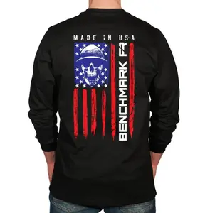 FR Benchmark Skull Flag Flame Resistant Long Sleeve Shirt Logo Graphic Hoodie Menswear, Womenswear, Cotton Shirt, T-shirt, Sweatshirt, Hoodie XSQ