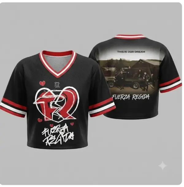 Fuerza Regida This Is Our Dream Stadium Tour 2026 Crop Top Jersey, Women's Button Up croptop Jersey, Concert Fan Apparel, Fuerza Regida Merch, Gift for Music Fans