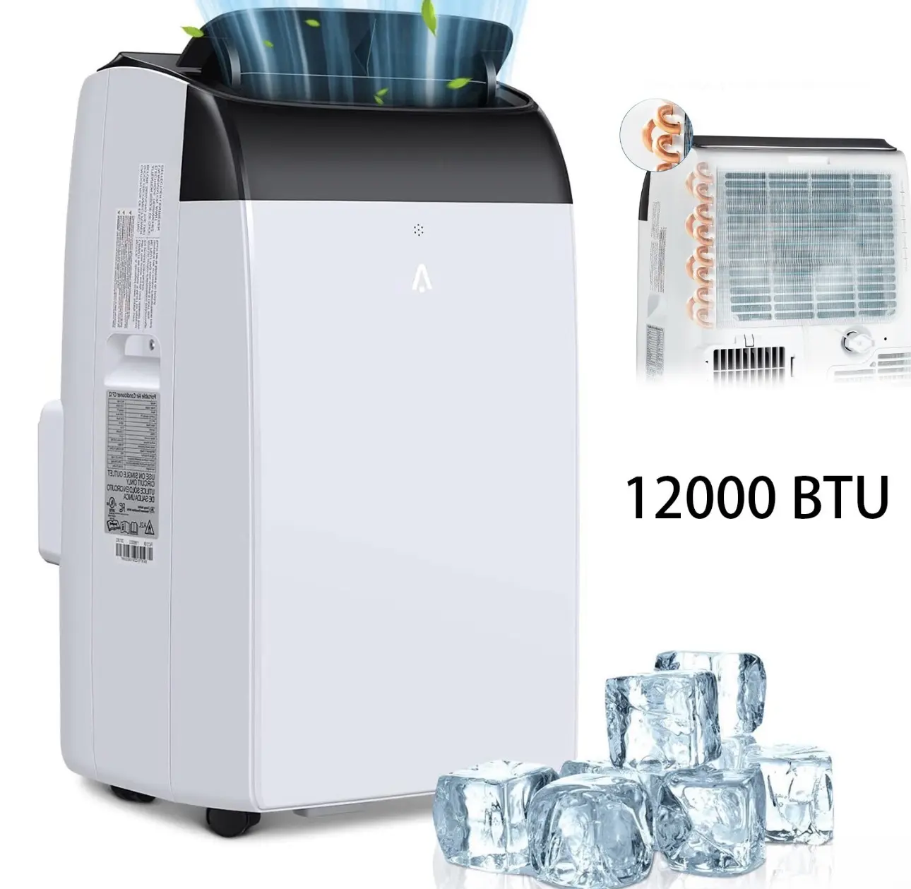 12000 BTU Portable Air Conditioner 3-in-1 Air Cooler w/Dehumidifier & Fan Mode