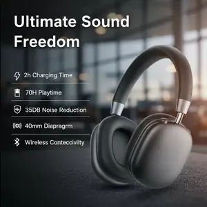 2026 New Over-Ear Wireless Bluetooth Headphones35dB Active Noise Cancelling 40mm Bio-Diaphragm Spatial Audio Portable Comfortable Headphones for Work, Travel, and Sports