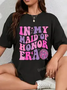 100% Cotton Groovy In My Maid of Honor Era Bridesmaid Wedding Party Cute T-Shirt