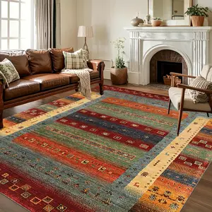 Large Brown Moroccan-Style Living Room Rug Velvet Vintage Print Area Rug Soft and Comfortable, Slip-Resistant and Wear-Resistant Machine Washable Suitable for Bedrooms, Living Rooms, Dorms, Cottages, Dining Rooms, Entryway Doormats, Home Decor Rugs