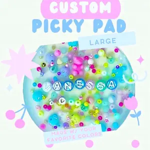 Custom Large Ultimate Picky Pad Fidget Toy Long Lasting Advanced Fidget Reusable Beads Calming Sensory Toy Skin Picking Hair Pulling ADD ADHD Autism Anxiety Fun Creative Anti Stress Toy for Kids and Adults Party Favor Classroom Prize Fun Gift Handmade