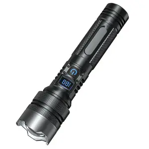 Flashlight,Ultra-Bright, USB Rechargeable, Zoomable,Digital Display for Power Monitoring, Perfect for Camping, Fishing, Emergencies,Top Father's Day Gift,Dual Function: Charging + Lighting