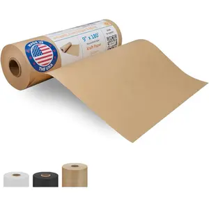 Brown Paper Roll 9" x 2160" (180 feet) - Kraft Paper Roll 30lb Thickness - Brown Wrapping Paper for Packing, Moving, Shipping & Crafts/Arts - 100% Recycled Natural Craft Paper Roll
