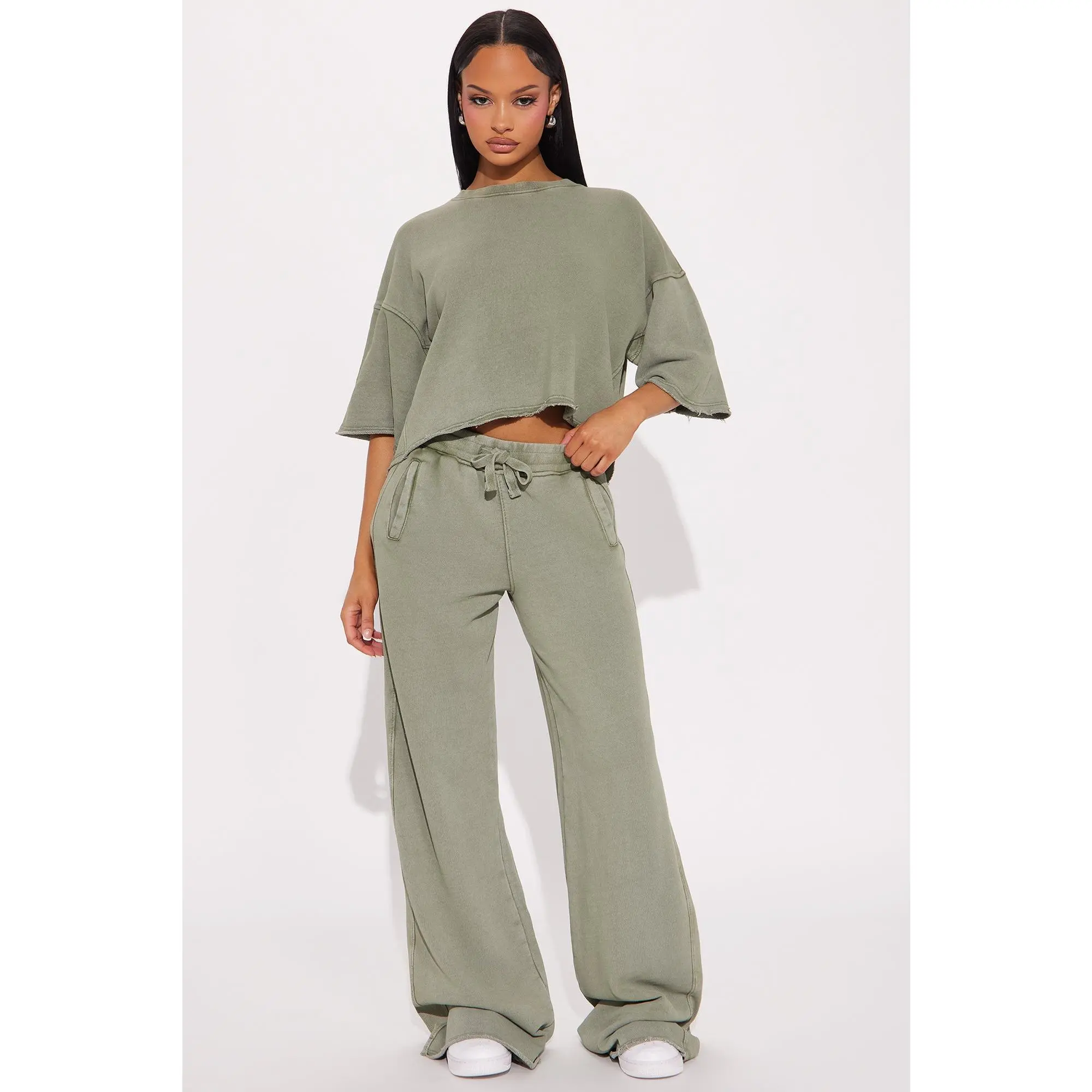 Strollin' Around Pant Set - Sage