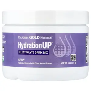 California Gold Nutrition HydrationUP®, Electrolyte Drink Mix with Calcium, Potassium, Vitamin C, and Vitamin E, Grape, 8 oz (227 g)