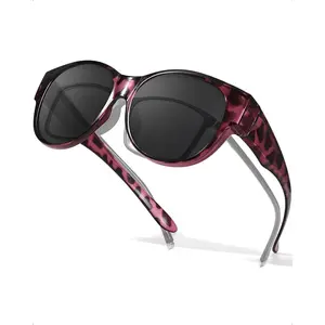 Polarised Fitover Sunglasses for Women, Trendy Round Frame Wear Over Glasses with UV Protection